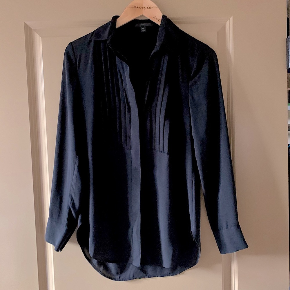 J crew pleated silk long sleeve blouse